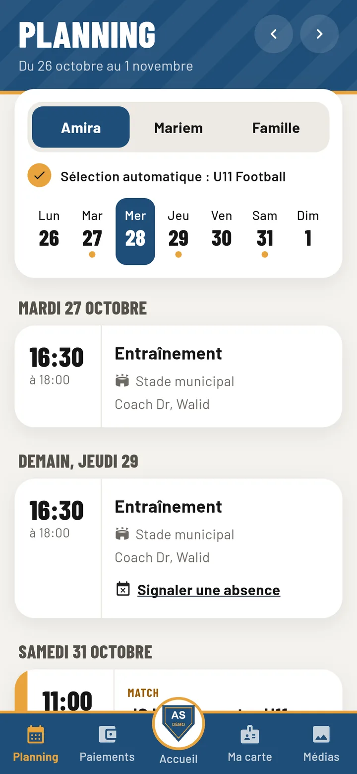 Planning de la famille
